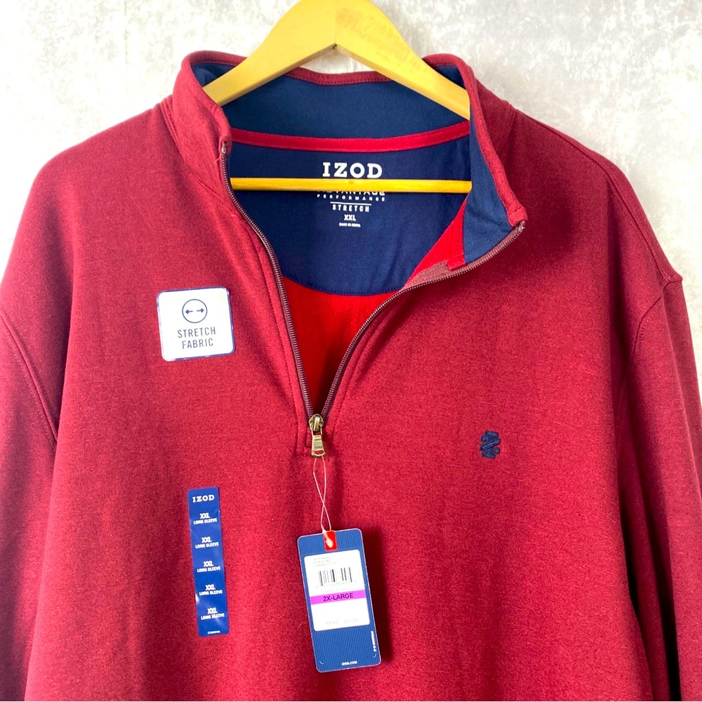 NWT Men’s IZOD Advantage Performance Sport Flex Jacket, Stretch, XXL Red Burgany